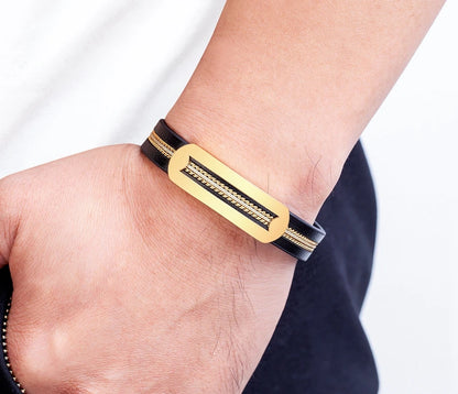 Men’s Minimalist Leather Bracelet – Subtle Elegance