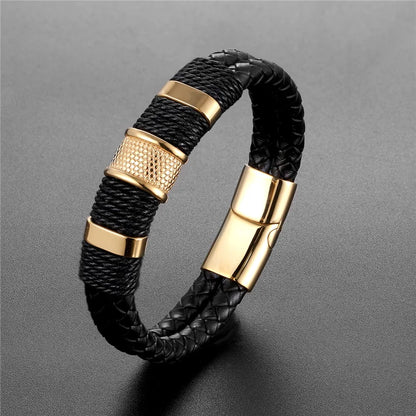 Men’s Premium Braided Leather Bracelet – Strength and Style