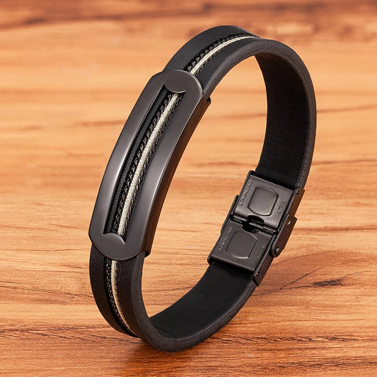 Men’s Minimalist Leather Bracelet – Subtle Elegance