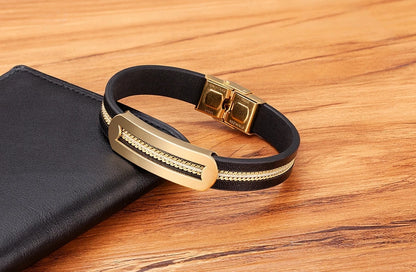 Men’s Minimalist Leather Bracelet – Subtle Elegance