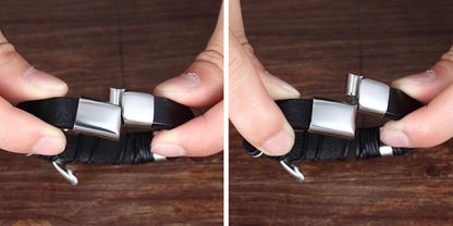 Men’s Triple Braided Leather Bracelet with Magnetic Clasp