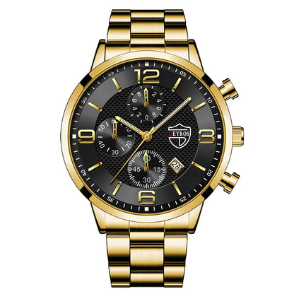Luxury Men's Business Watch Stainless Steel Quartz Wristwatch