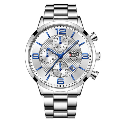 Luxury Men's Business Watch Stainless Steel Quartz Wristwatch