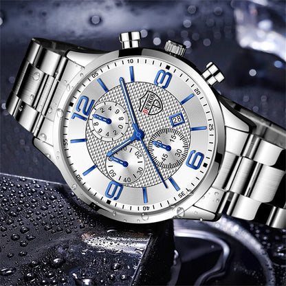 Luxury Men's Business Watch Stainless Steel Quartz Wristwatch