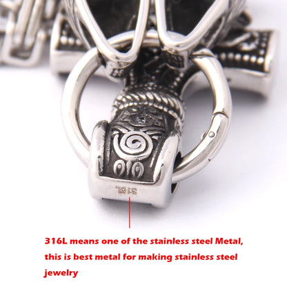 Men’s Viking Necklace – Thor’s Hammer with Wolves