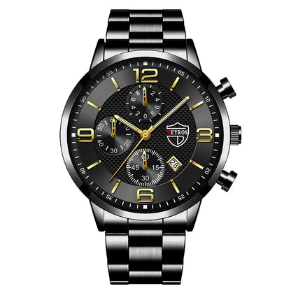 Luxury Men's Business Watch Stainless Steel Quartz Wristwatch