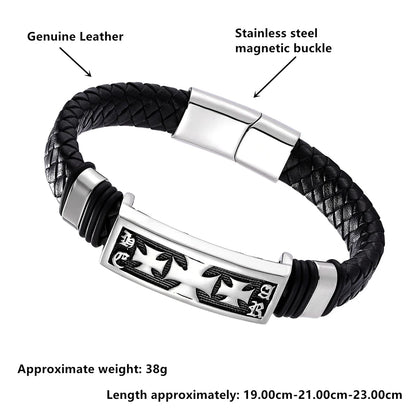 Men’s Leather Bracelet with Gold Accents – Modern Double Layer Design