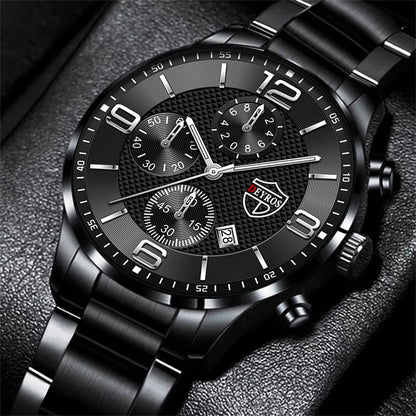 Luxury Men's Business Watch Stainless Steel Quartz Wristwatch