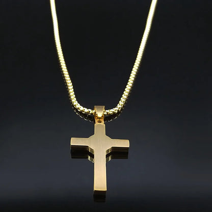 Colorful Gemstone Cross Pendant – Stainless Steel Necklace