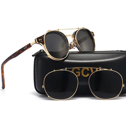 Men’s Sunglasses – Retro Style with UV400 Protection, Polarized and Removable Lenses