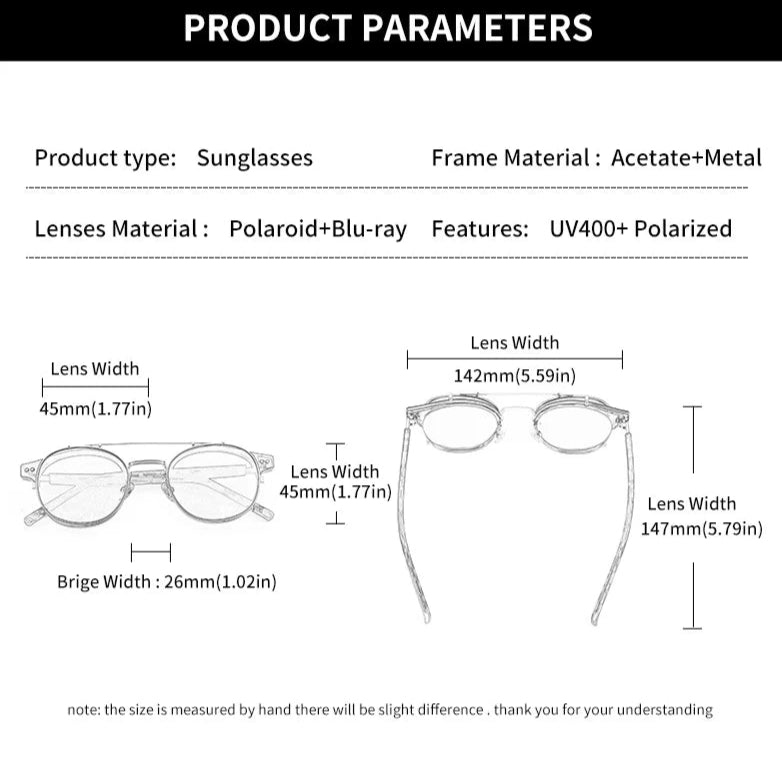 Men’s Sunglasses – Retro Style with UV400 Protection, Polarized and Removable Lenses