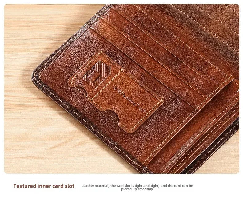 Men’s Leather Wallet with Classic Design and Reinforced Stitching