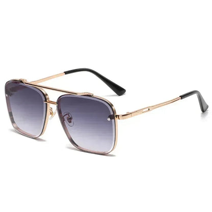 Aviator-Style Sunglasses with Geometric Lens Design – Modern Elegance UV400