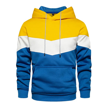 Men’s Modern Geometric Panel Pullover Hoodie – Casual Streetwear for Everyday Comfort