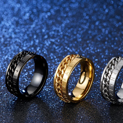 Chain Band Ring – Urban Style with Roman Detailing