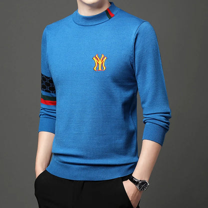 Men’s Slim Fit Knit Sweater with Sporty Sleeve Detail – Urban Elegance with Attitude