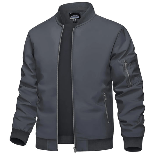 Men’s Bomber Style Jacket with Metallic Zippers