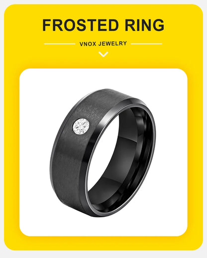 Men's Stainless Steel Zirconia Ring, Comfortable and Sturdy Fit, Engagement Ring for Men