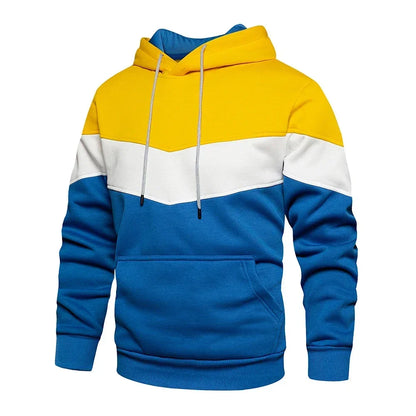 Men’s Modern Geometric Panel Pullover Hoodie – Casual Streetwear for Everyday Comfort