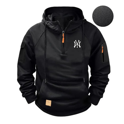 Men’s Urban Utility Hoodie with Sleeve Pocket and Half-Zip