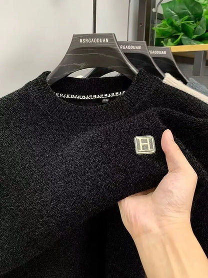 Men’s Minimalist Knit Sweater with Inner Warm Lining – Timeless Comfort with Urban Sophistication