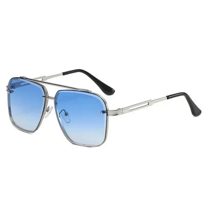 Aviator-Style Sunglasses with Geometric Lens Design – Modern Elegance UV400