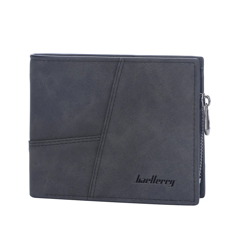 Vertical Men’s Wallet with Minimalist Geometric Stitch Design – Compact and Stylish