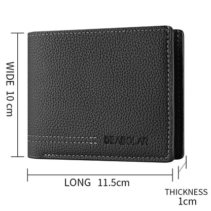 Classic Men’s Leather Wallet with Pebbled Texture – Elegant and Functional