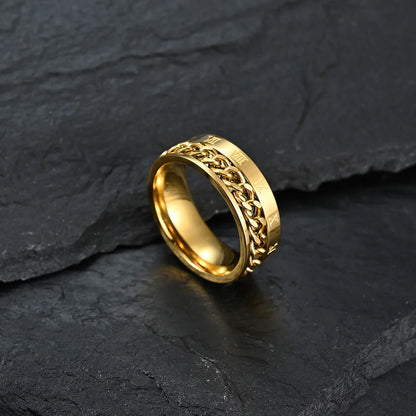 Chain Band Ring – Urban Style with Roman Detailing