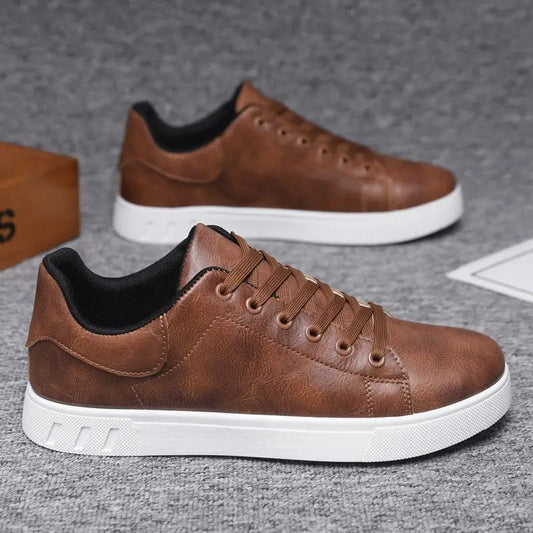 Men's Leather Shoes All-match Fashion Casual Shoes 2025 Spring and Autumn Outdoor Sneakers Flat Skateboard Shoes Loafers Men New
