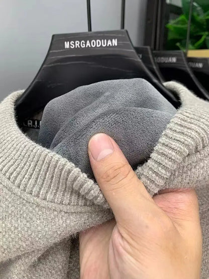 Men’s Minimalist Knit Sweater with Inner Warm Lining – Timeless Comfort with Urban Sophistication