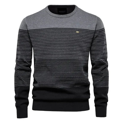 Men’s Casual Striped Sweater with Crew Neck