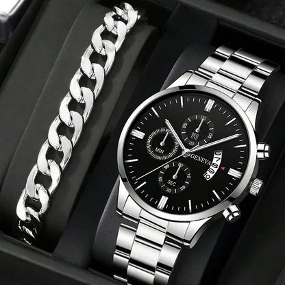 Men’s Set – Classic Watch with Matching Bracelet