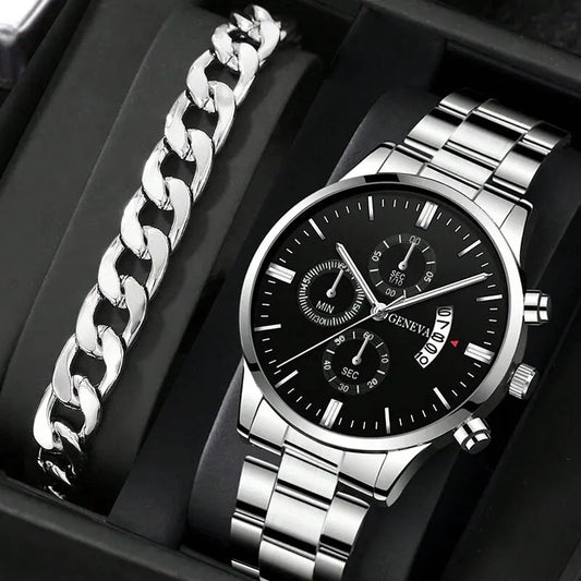 Men’s Set – Classic Watch with Matching Bracelet