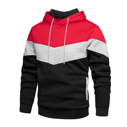 Men’s Modern Geometric Panel Pullover Hoodie – Casual Streetwear for Everyday Comfort