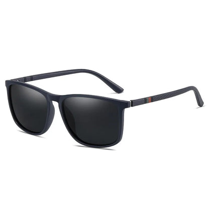 Matte Black Polarized Sunglasses with Red Textured Temples – Sleek & Sporty Film Anti UV