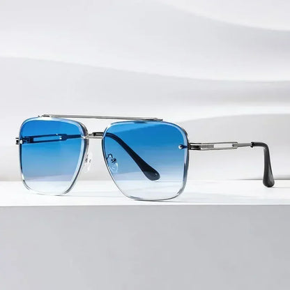 Aviator-Style Sunglasses with Geometric Lens Design – Modern Elegance UV400