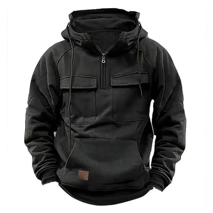 Men’s Hoodie with Front Zipper and Utility Style Chest Pockets