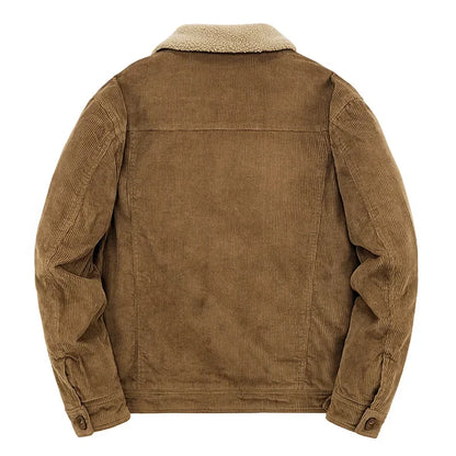 Men’s Workwear-Inspired Jacket with Sherpa Lining and Corduroy Finish