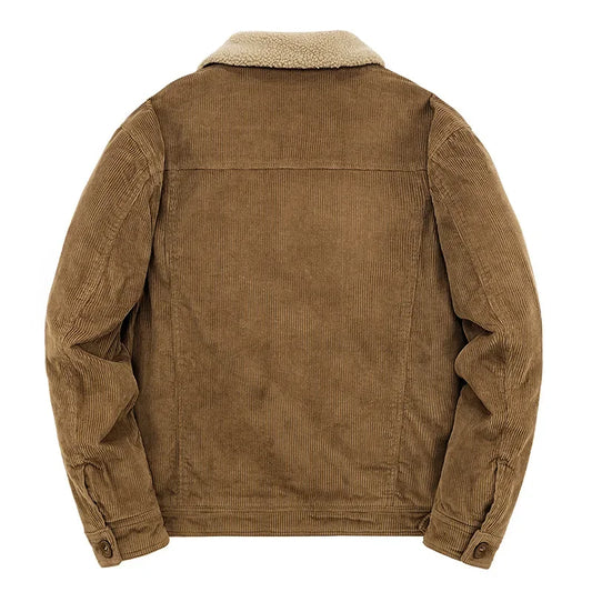 Men’s Workwear-Inspired Jacket with Sherpa Lining and Corduroy Finish