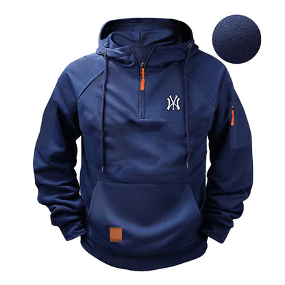 Men’s Urban Utility Hoodie with Sleeve Pocket and Half-Zip
