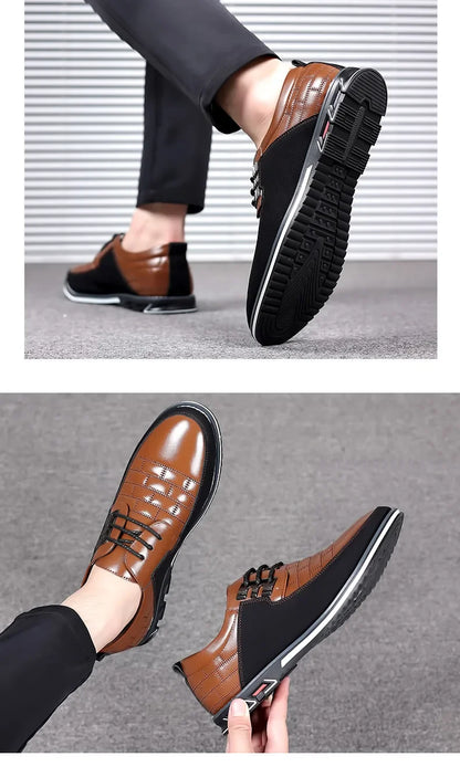 Freizeitschuhe für Herren – Klassische, atmungsaktive und genähte Abendschuhe aus Leder 