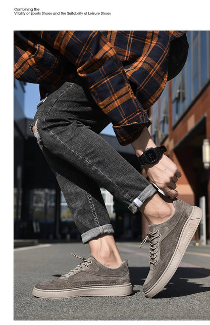 Fashion Men's Shoes - Genuine Leather Loafers, Lace-up, Comfortable, Casual
