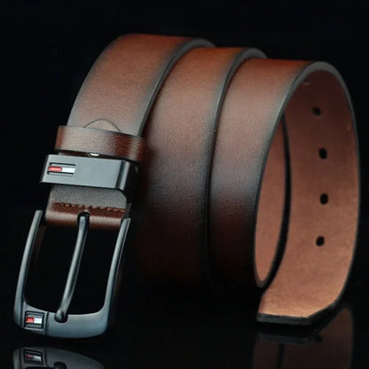 Men’s Genuine Leather Belt with Modern Buckle – Durable and Versatile
