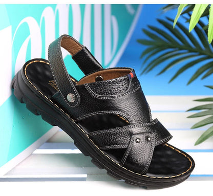 Men's Summer Leather Sandals - Reinforced Men's Shoes Made of Genuine Leather