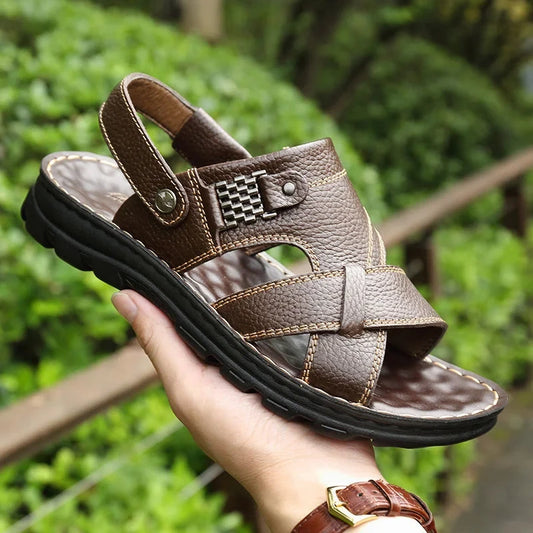 Men's Summer Leather Sandals - Reinforced Men's Shoes Made of Genuine Leather