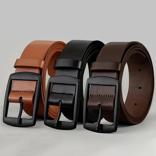 Luxury men's belt, synthetic leather belt, metal buckle, high quality