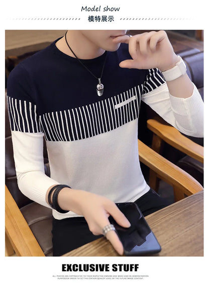 Men’s Sweater with Vertical Stripe Detail