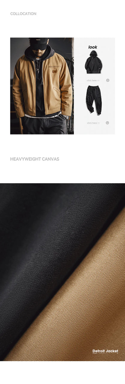 Men’s Workwear Style Jacket with Front Zipper and Utility Pockets