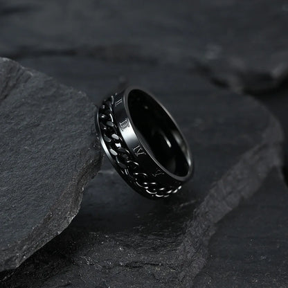 Chain Band Ring – Urban Style with Roman Detailing